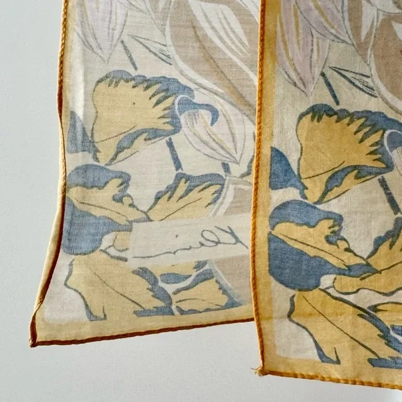 70s Vintage Anne Klein Swiss Dot & Floral Print Cottagecore Cotton Scarf Wrap - Picture 6 of 17